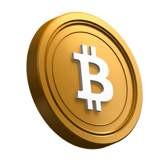 Pièce Bitcoin (BTC) en angle dans la section hero