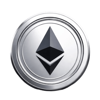 Symbole graphique en suspension illustrant la pièce Ethereum (ETH)